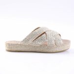 Beige braided-strap espadrille sandal with a jute-wrapped sole.